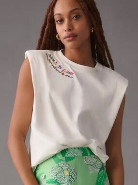 Farm Rio Nature is the Future Embroidered Muscle Tee size XS